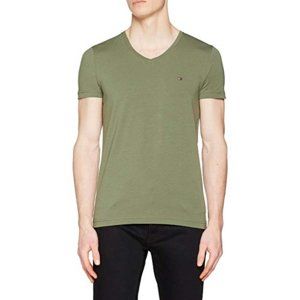 Tommy Hilfiger pánské zelené tričko s výstřihem do V - XXL (318)